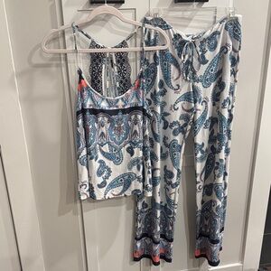 In Bloom Blue and White Paisley Pajama Set